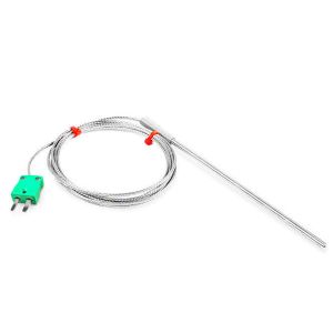 IEC-Allzweck-Thermoelement-Sonde, glasfaserisoliertes Kabel mit Edelstahl-Geflecht - Typ K - Miniatur-Steckeranschluss - 2M