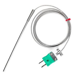IEC-Allzweck-Thermoelement-Sonde, glasfaserisoliertes Kabel mit Edelstahl-bergeflecht - Typ K - Standard-Steckeranschluss - 1M