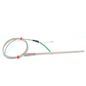 IEC-Allzweck-Thermoelement-Sonde, glasfaserisoliertes Kabel mit Edelstahlgeflecht - Typ K - Blank-Tails-Anschluss - 2M