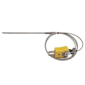 ANSI Allzweck-Thermoelement-Sonde, glasfaserisoliertes Kabel mit Edelstahl-bergeflecht - Typ K mit Anschluss im Standardstecker - 1 m Lnge