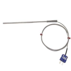 Allzweck-Thermoelement-Sonde, glasfaserisoliertes Kabel mit Edelstahl-bergeflecht - Typ K JIS mit Miniatur-Steckeranschluss - 2m Lnge
