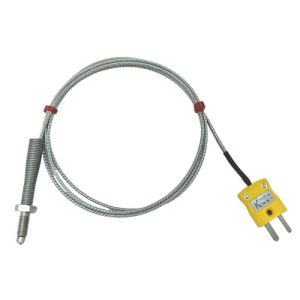 ANSI-Dsen-Thermoelement, glasfaserisoliertes Kabel mit Edelstahl-bergeflecht - Typ K mit Anschluss im Miniaturstecker - 5 m Lnge