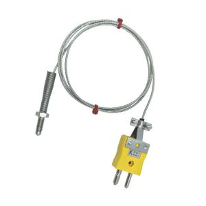 ANSI Dsen-Thermoelement, glasfaserisoliertes Kabel mit Edelstahl-Geflecht - Typ K mit Anschluss im Standardstecker - 1 m Lnge