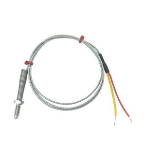 ANSI Dsen-Thermoelement, glasfaserisoliertes Kabel mit Edelstahlgeflecht - Typ K mit Abschluss in blanken Schwnzen - 1 m Lnge