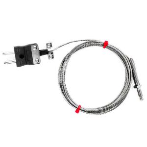 IEC-Dsen-Thermoelement, glasfaserisoliertes Kabel mit Edelstahl-bergeflecht - Typ J - Standard-Steckeranschluss - 1M