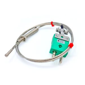 IEC-Dsen-Thermoelement, glasfaserisoliertes Kabel mit Edelstahlgeflecht - Typ K - Standard-Steckeranschluss - 1M