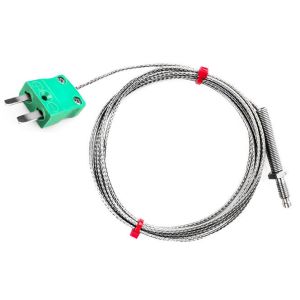 IEC-Dsen-Thermoelement, glasfaserisoliertes Kabel mit Edelstahl-bergeflecht - Typ K - Miniatur-Steckeranschluss - 1M