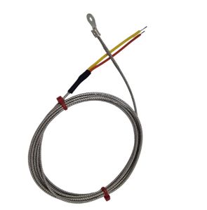 ANSI Unterlegscheiben-Thermoelement, glasfaserisoliertes Kabel mit Edelstahl-bergeflecht, das in blanken Schwnzen endet - 3,5 mm Unterlegscheibenlochgre