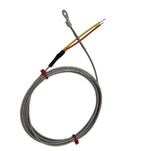 ANSI-Unterlegscheiben-Thermoelement, glasfaserisoliertes Kabel mit Edelstahlgeflecht, das in blanken Schwnzen endet - 4,0 mm Unterlegscheibenlochgre
