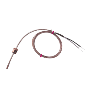 IEC Verstellbares Bajonett-Thermoelement, berflochtenes Glasfaser-Edelstahlkabel - Typ J - Bare Tails Anschluss - 2M
