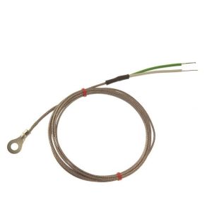 IEC-Unterlegscheiben-Thermoelement, glasfaserisoliertes Kabel mit Edelstahl-bergeflecht Typ K mit blanken Endverschlssen - 4,0 mm Unterlegscheibenlochgre