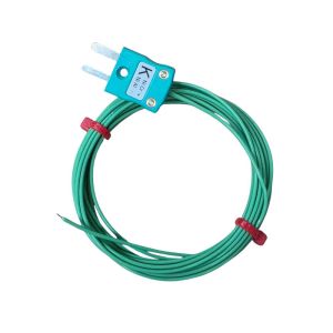 PFA-isoliertes Flachpaar-IEC-Offenschaltungs-Thermoelement mit Miniaturstecker  Typ K  1/0,5 mm Strnggre  3 m Lnge