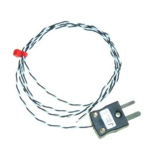 PFA-isoliertes, doppelt verdrilltes IEC-Thermoelement mit freiliegender Sperrschicht und Miniaturstecker - Typ J - 1/0,2 Stranggre - 300 mm Lnge