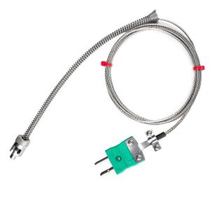 IEC Verstellbares Bajonett-Thermoelement, Glasfaser-Edelstahl-geflochtenes Kabel - Typ K - Standard-Steckeranschluss mit Kabelklemme - 2M