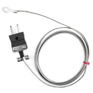 IEC-Unterlegscheiben-Thermoelement, glasfaserisoliertes Kabel mit Edelstahlgeflecht Typ J mit Standardsteckeranschluss - 3,5 mm Unterlegscheibenlochgre