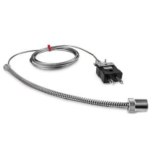 IEC Verstellbares Bajonett-Thermoelement, Glasfaser-Edelstahl-umflochtenes Kabel - Typ J - Standard-Steckeranschluss mit Kabelklemme - 3M