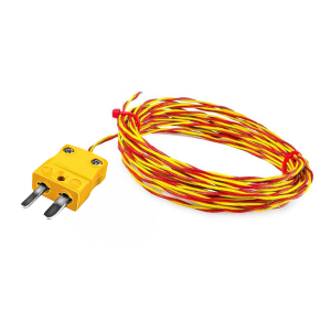 ANSI Hochtemperatur-Glasfaser-Thermoelement mit zwei verdrillten, freiliegenden, geschweiten Spitzen Typ K mit Miniatur-Steckeranschluss - 25 m Lnge