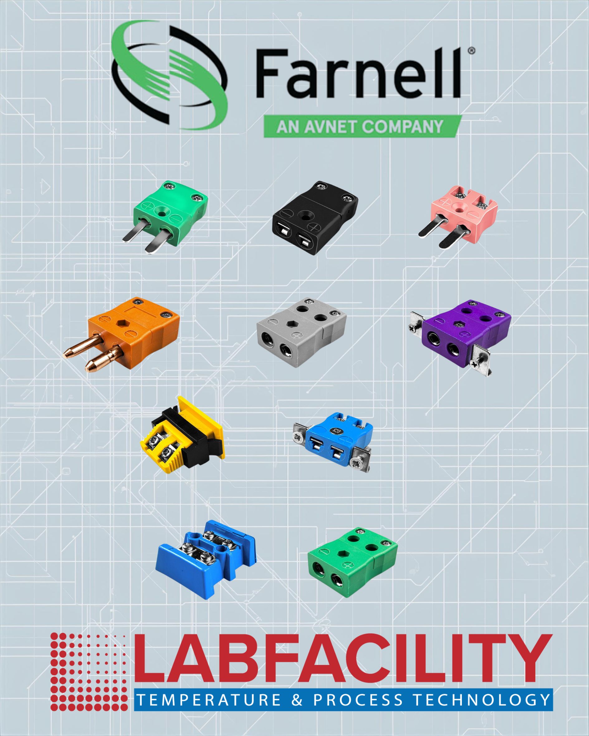 Extensive Range of Labfacility Thermocouple Connectors Available from Farnell® Worldwide